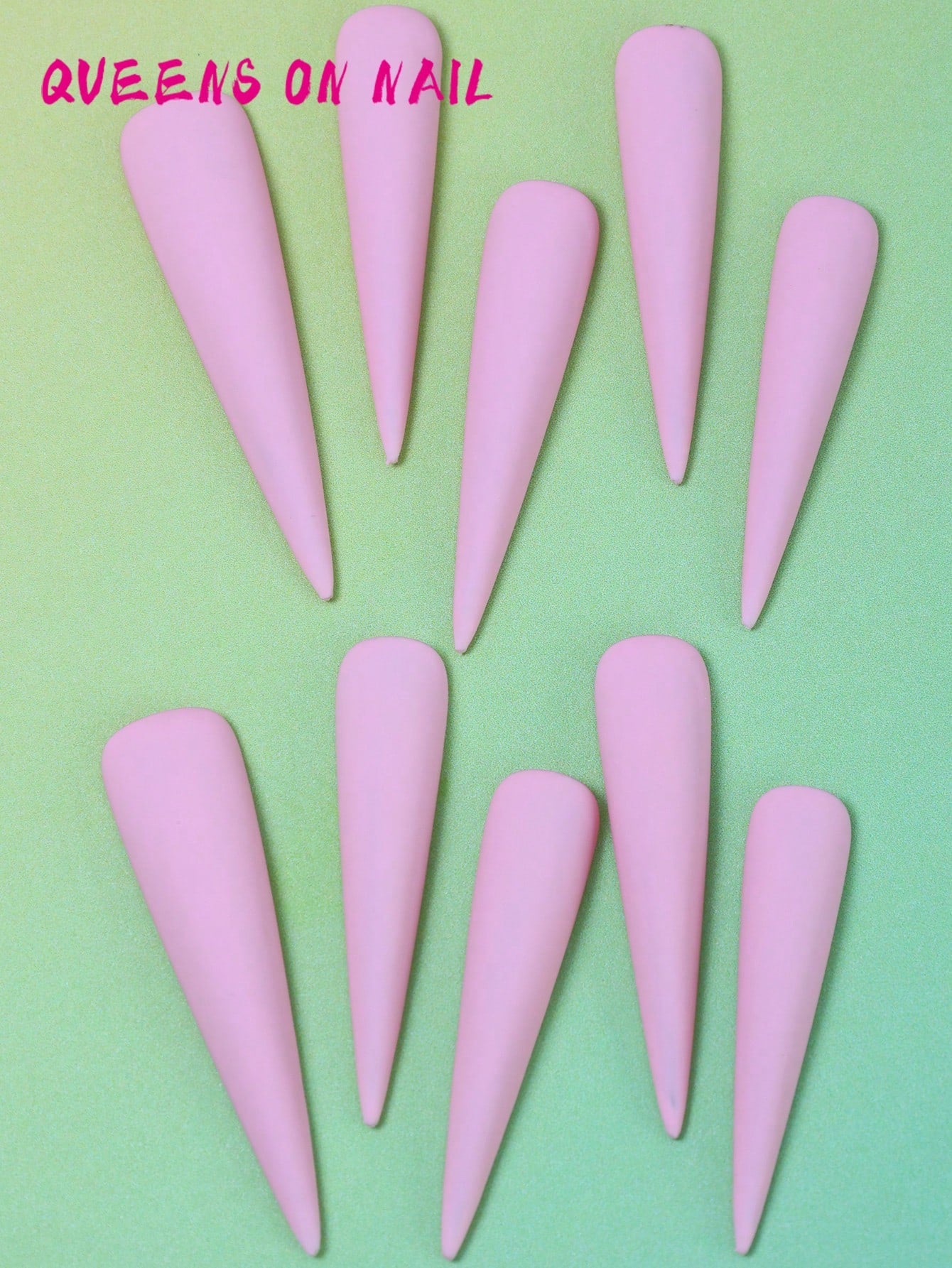 10 Pcs Handmade Press on Nail Pink Fake Nails