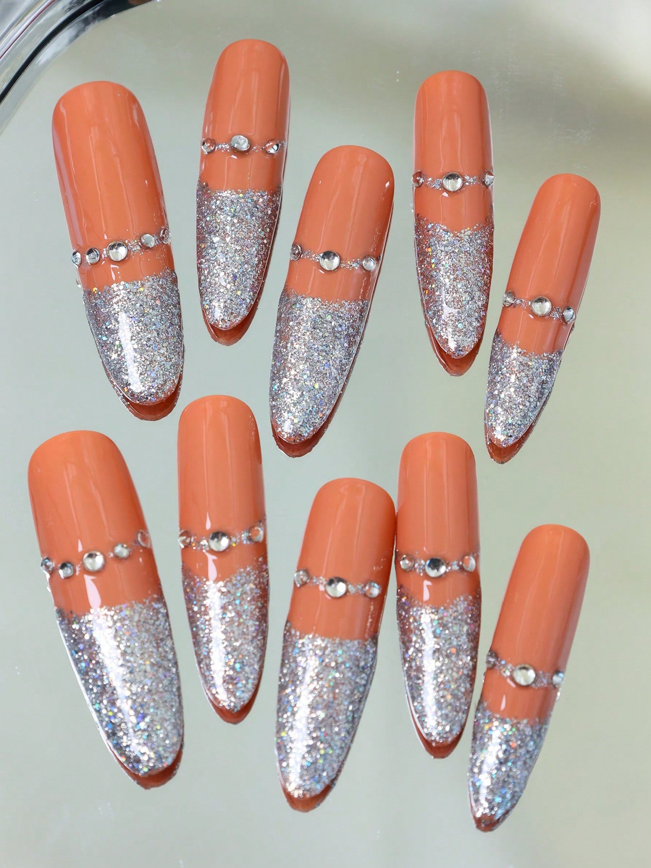 10pcs Handmade Press on Nail almond Fake Nails