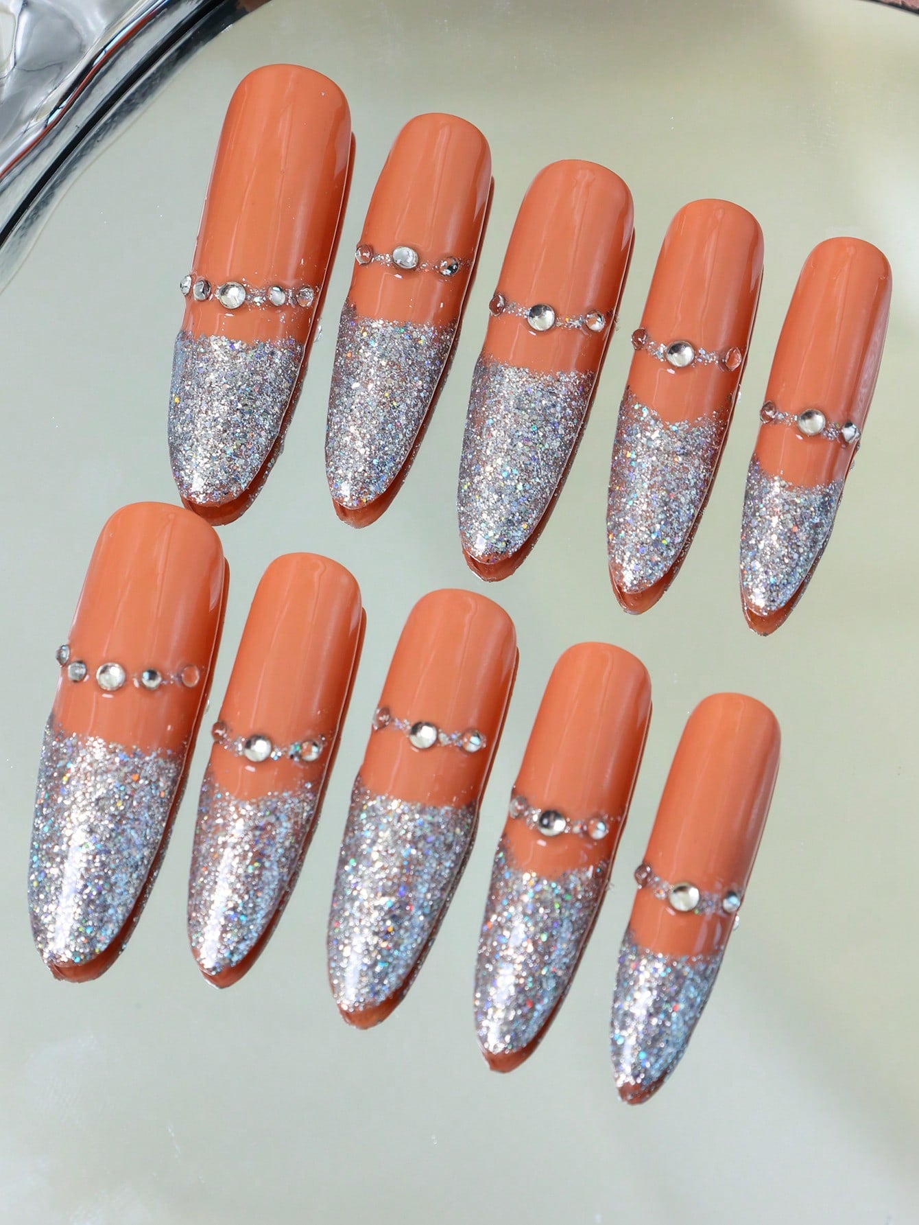 10pcs Handmade Press on Nail almond Fake Nails