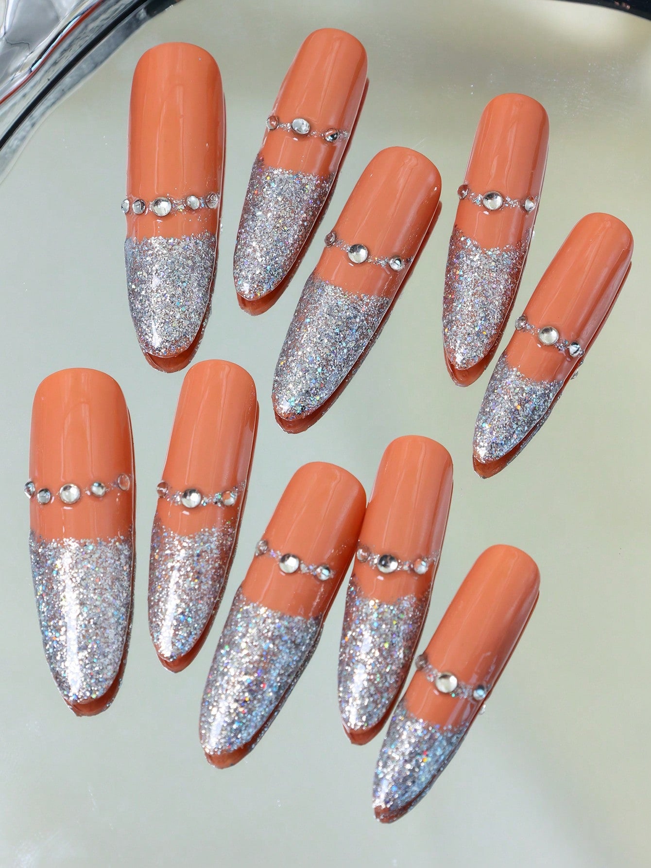 10pcs Handmade Press on Nail almond Fake Nails