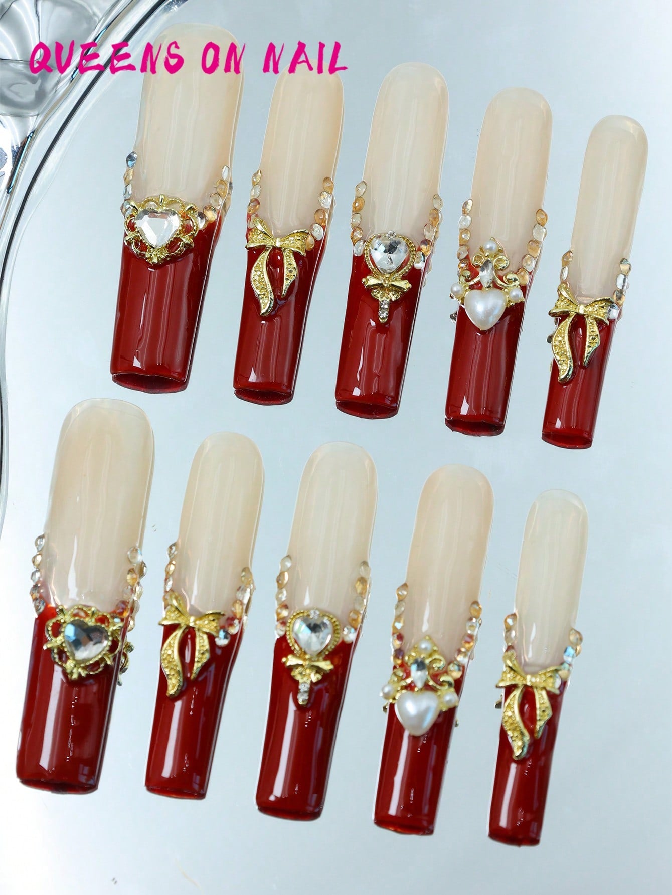 10pcs Handmade Press On Nail Red Fake Nails