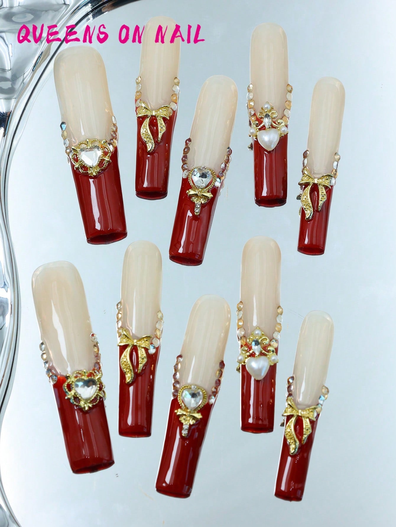 10pcs Handmade Press On Nail Red Fake Nails