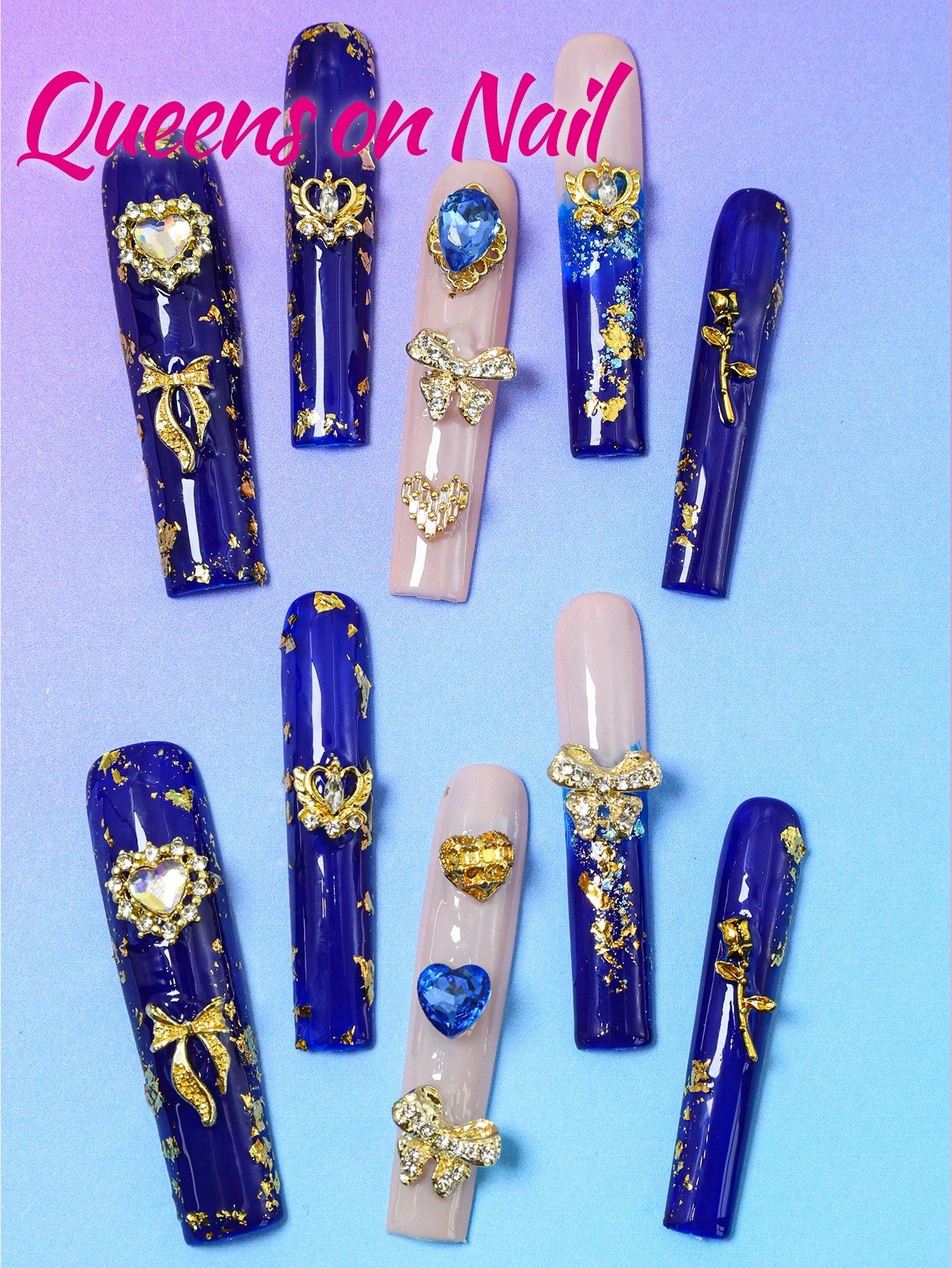 10pcs Handmade Pressed on Fake Nails