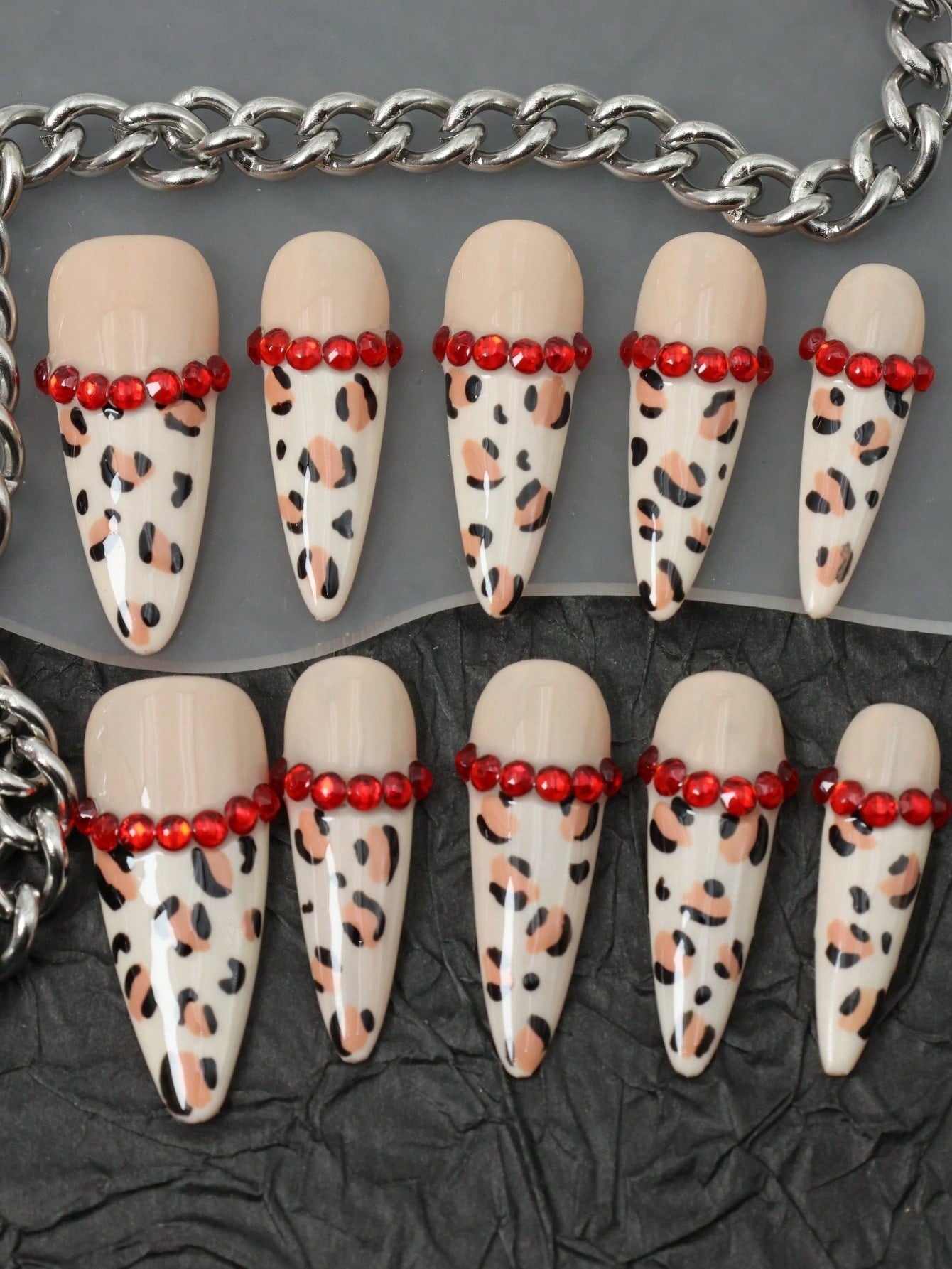 10 Pcs Handmade Press on Nail leopard print Fake Nails