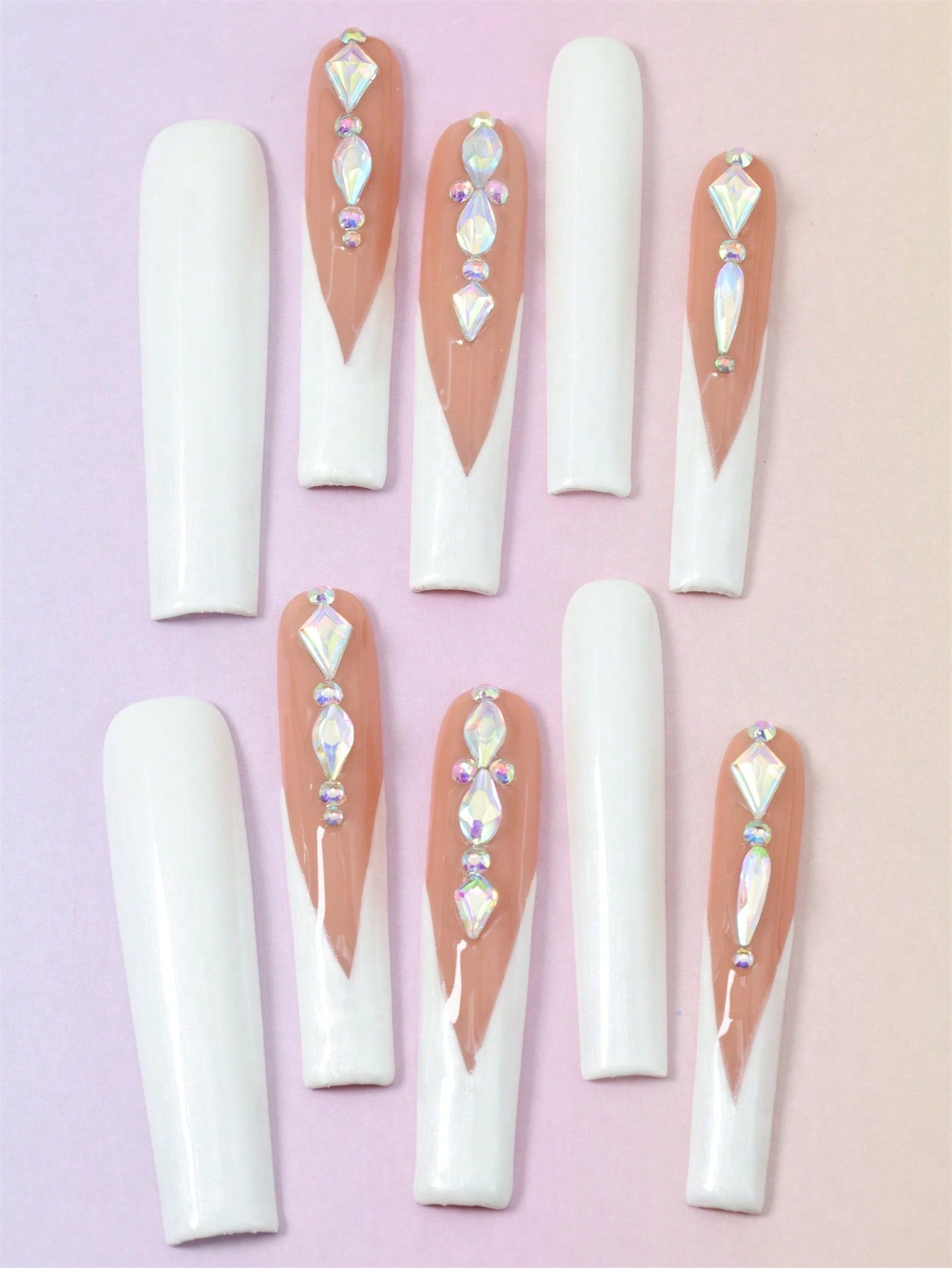 10pcs Handmade Press on Nail grace White Fake Nail