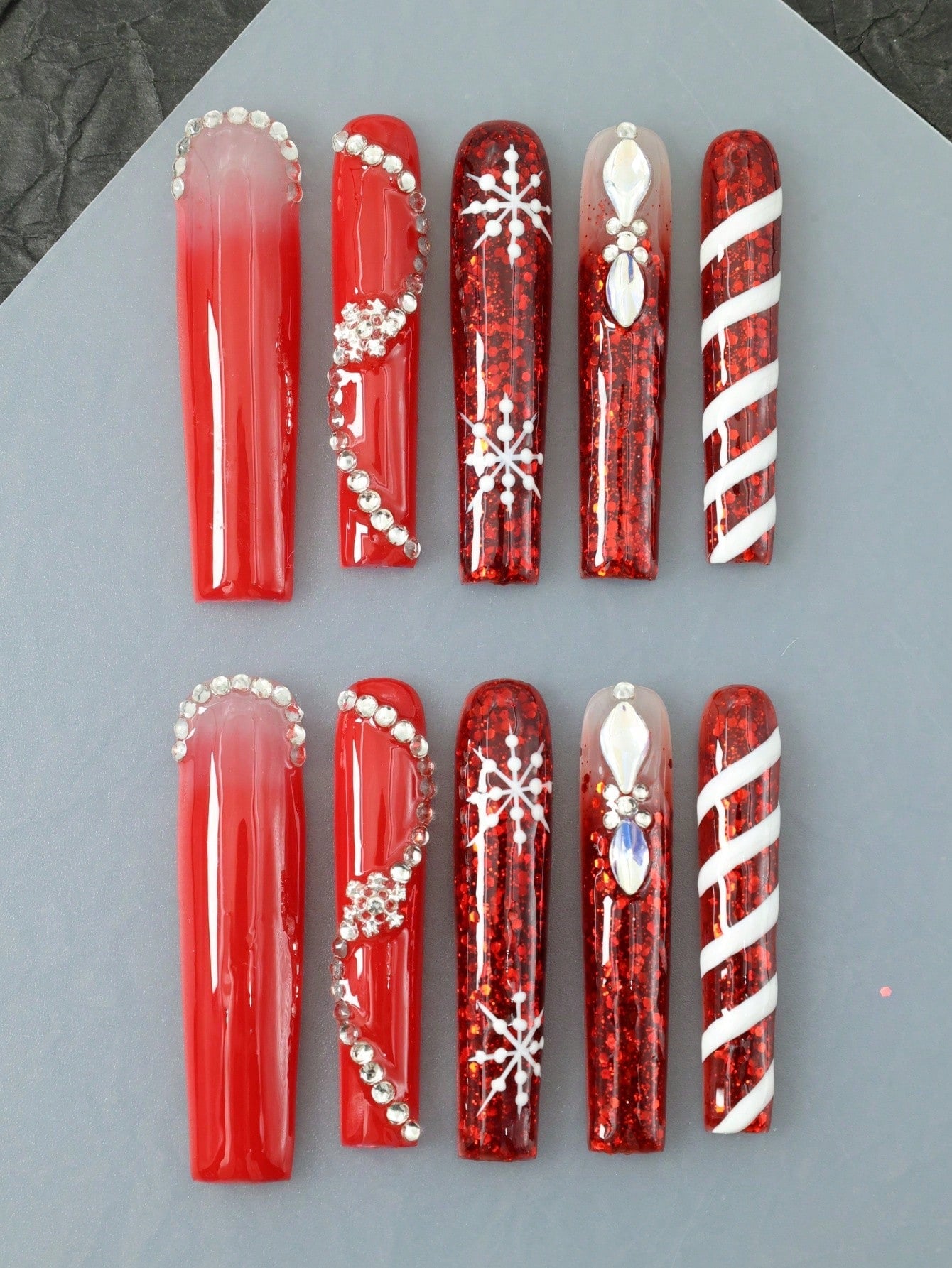 10 Pcs Handmade Fake Nails Pressed On Nails Christmas nail