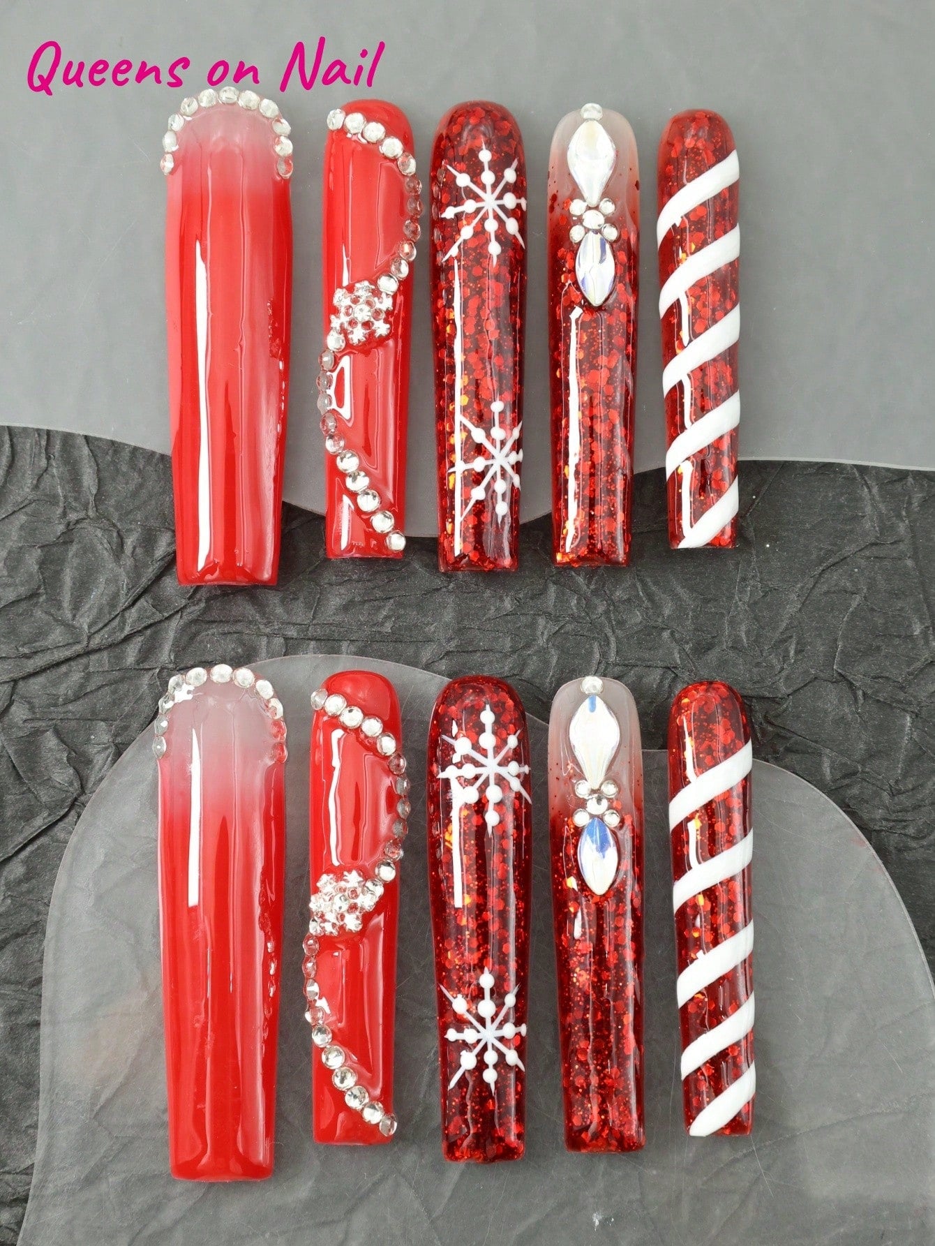 10 Pcs Handmade Fake Nails Pressed On Nails Christmas nail